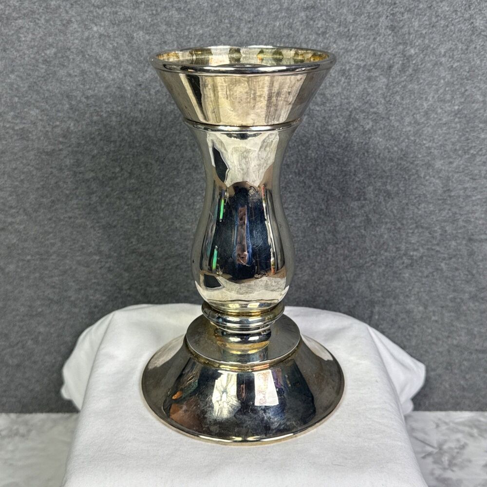 VTG Royal Limited Silver plate 8 inch Oversized Candleholder for Pillar Candle
